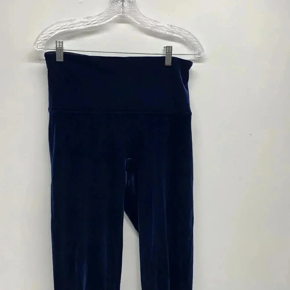 Spanx Velvet Leggings Pull On Stretch Pants Velour Dark Lapis Night Blue Small